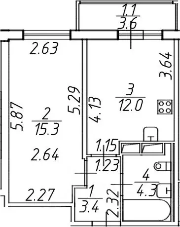 1-к кв. Ленинградская область, Мурино Всеволожский район, ул. ... - Фото 1