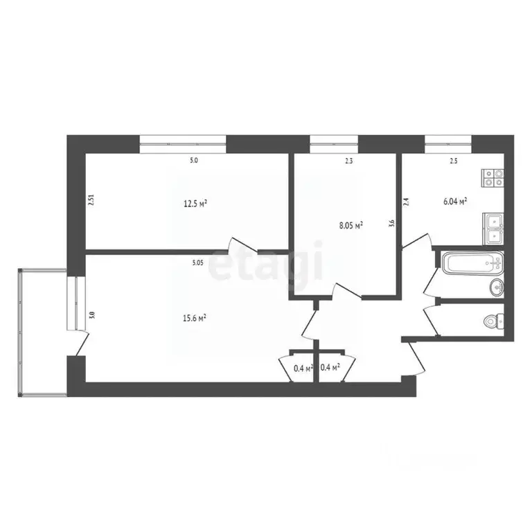 3-к кв. Крым, Красноперекопск 2-й мкр, 9 (54.0 м) - Фото 2