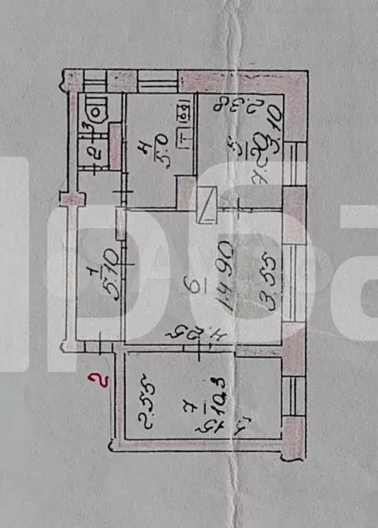 3-к. квартира, 44,6 м, 1/2 эт. - Фото 0