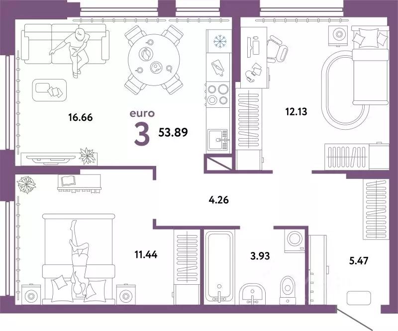 3-к кв. Свердловская область, Екатеринбург ул. Шефская, 22А (53.89 м) - Фото 1