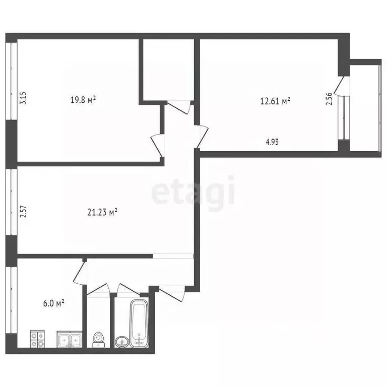 3-к кв. Москва Холмогорская ул., 7 (58.7 м) - Фото 1