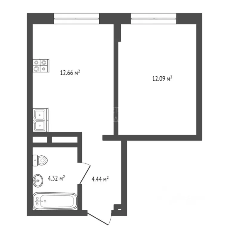 1-к кв. Тюменская область, Тюмень ул. Новоселов, 92 (32.0 м) - Фото 2