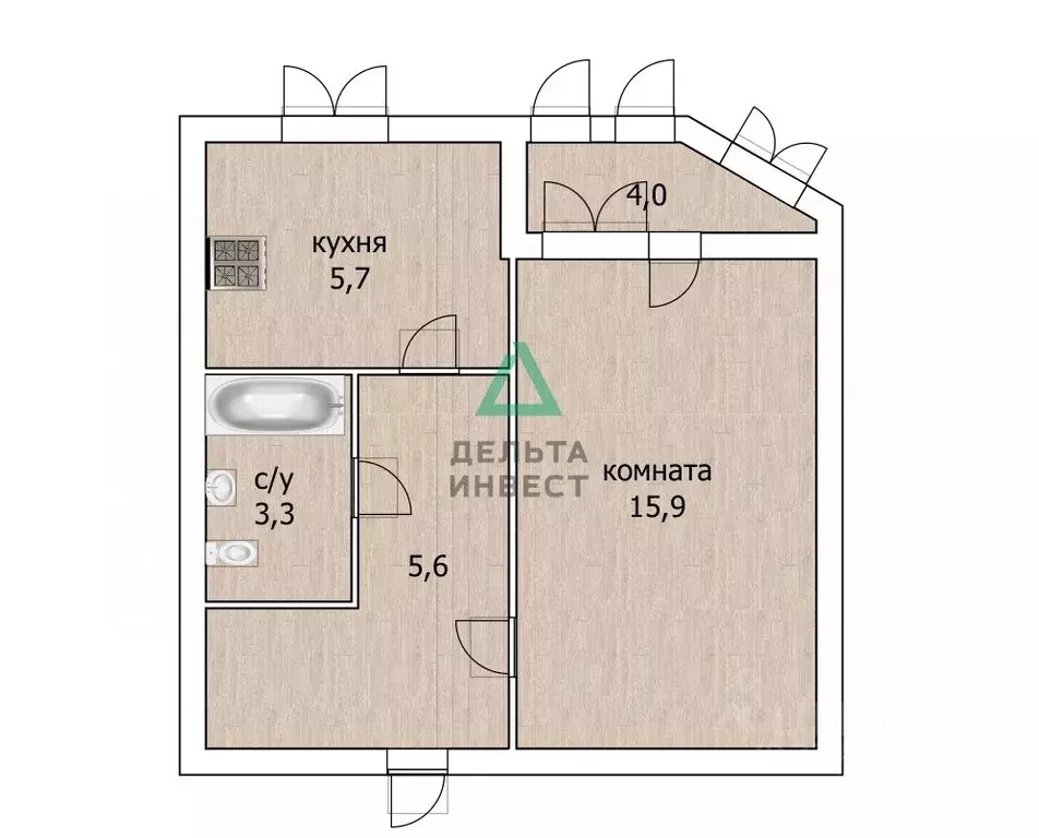 1-к кв. Башкортостан, Уфа ул. Софьи Перовской, 11/1 (30.5 м) - Фото 2