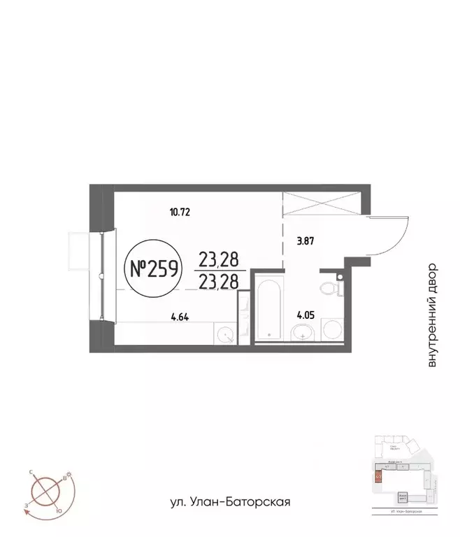 Студия Иркутская область, Иркутск Макс жилой комплекс (23.28 м) - Фото 1