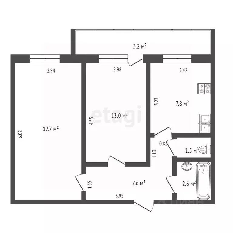 2-к кв. Мордовия, Саранск Лямбирское ш., 11 (52.8 м) - Фото 1