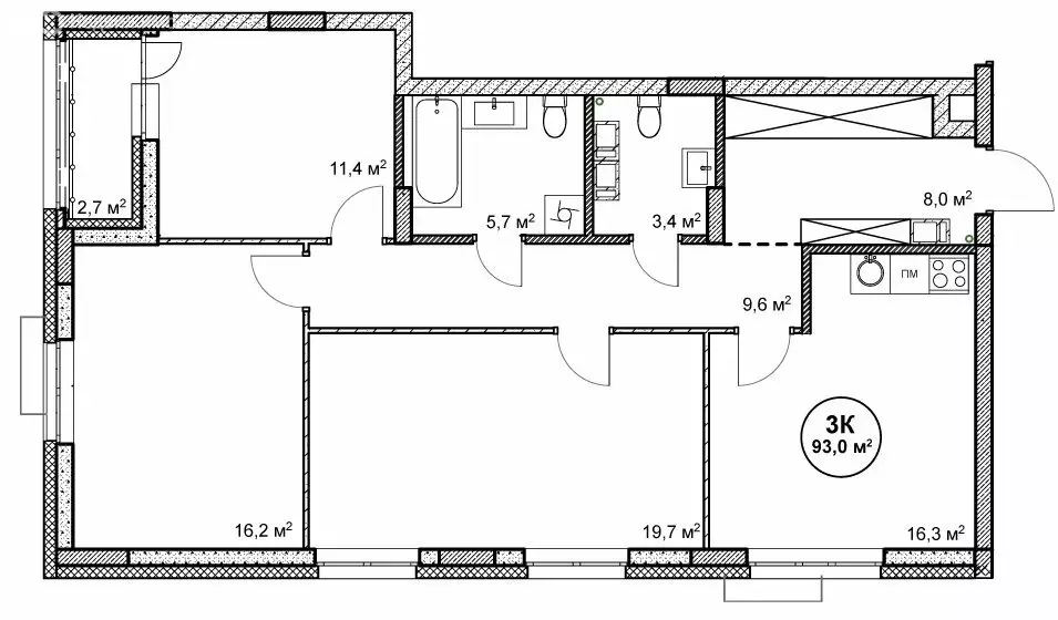 3-комнатная квартира: Нижний Новгород, посёлок Cовхоза Цветы (93 м) - Фото 0
