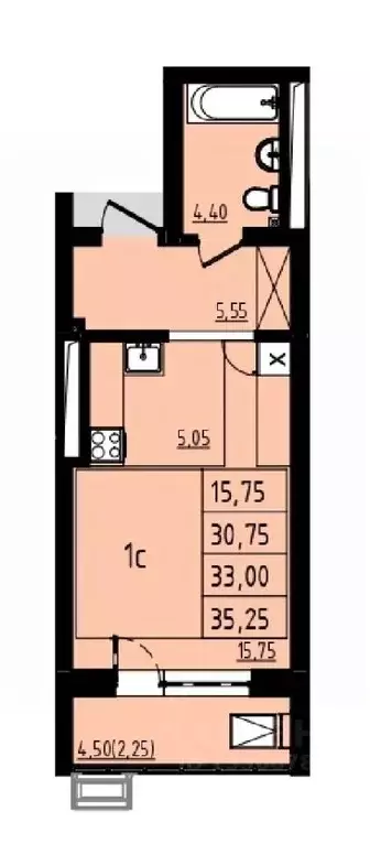 Студия Башкортостан, Уфа Затон-Восточный жилрайон, Новаленд мкр,  ... - Фото 1