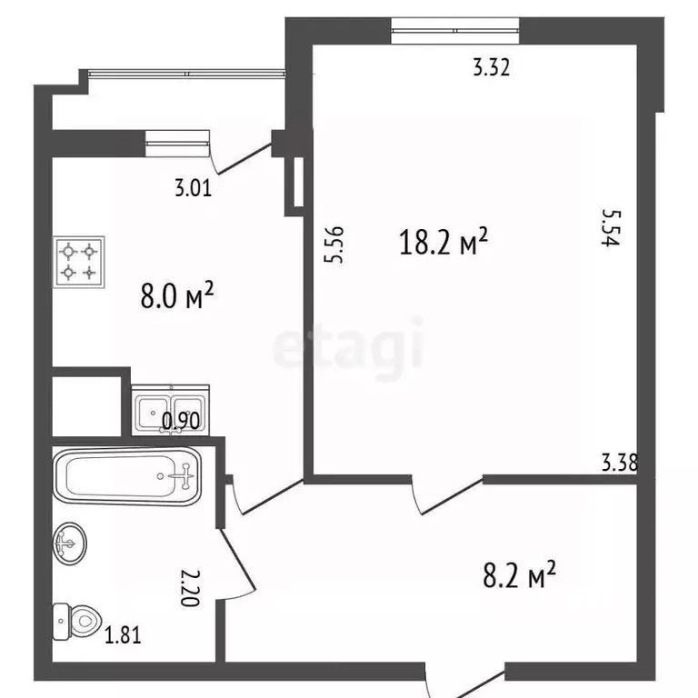 1-к кв. Санкт-Петербург просп. Юнтоловский, 45к2 (38.6 м) - Фото 2
