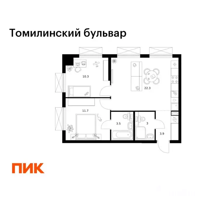 2-к кв. Московская область, Котельники Ковровый мкр, Томилинский ... - Фото 1