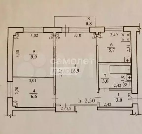 3-к. квартира, 46,4 м, 4/5 эт. - Фото 0