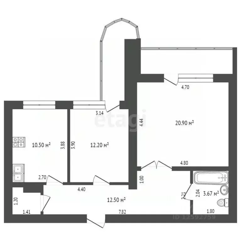 2-к кв. Тамбовская область, Тамбов Советская ул., 119 (61.2 м) - Фото 2