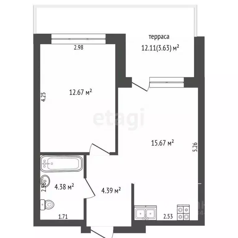 1-к кв. Тюменская область, Тюменский муниципальный округ, д. Патрушева ... - Фото 2