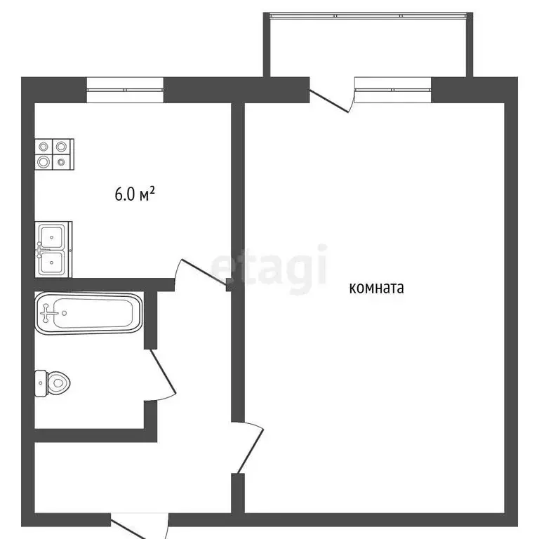 1-комнатная квартира: Чита, улица Лазо, 28 (31 м) - Фото 1