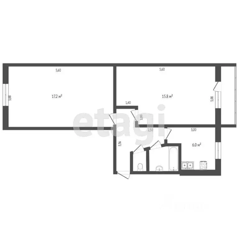 2-к кв. Тверская область, Тверь пос. Химинститута, 36 (44.8 м) - Фото 2