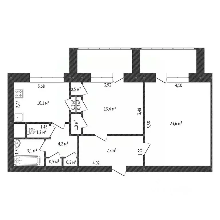 2-к кв. Башкортостан, Уфа Революционная ул., 167А (70.3 м) - Фото 2