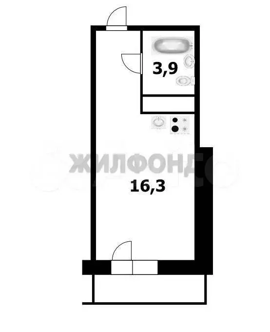 Квартира-студия, 24,6 м, 2/17 эт. - Фото 0