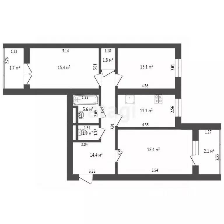3-к кв. Забайкальский край, Чита ул. Горбунова, 19 (80.0 м) - Фото 1
