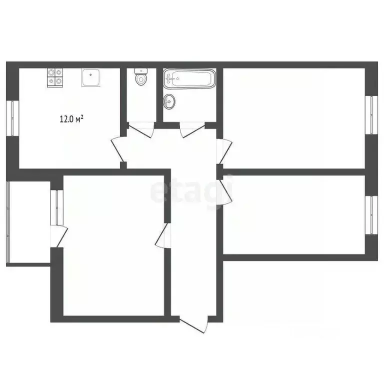 3-к кв. Тюменская область, Тюмень ул. Щербакова, 142 (65.0 м) - Фото 1