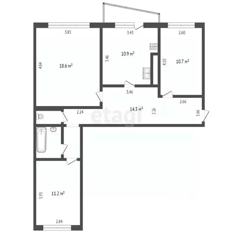 3-к кв. Ханты-Мансийский АО, Сургут бул. Свободы, 4 (71.4 м) - Фото 1