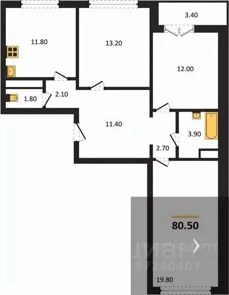 3-к кв. Воронежская область, Новоусманский район, пос. Отрадное ул. ... - Фото 1