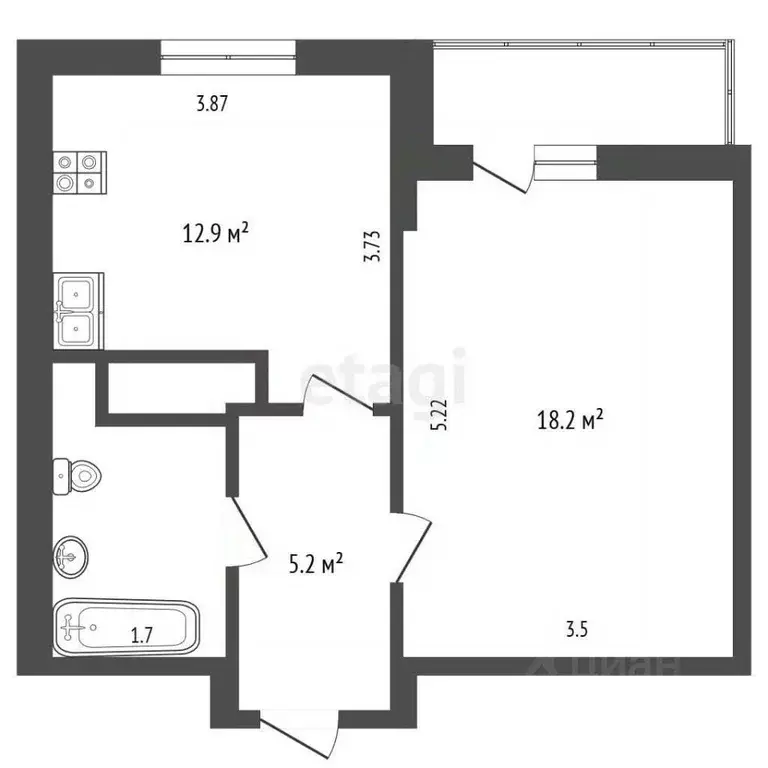 1-к кв. Москва Варшавское ш., 47/2 (41.0 м) - Фото 2