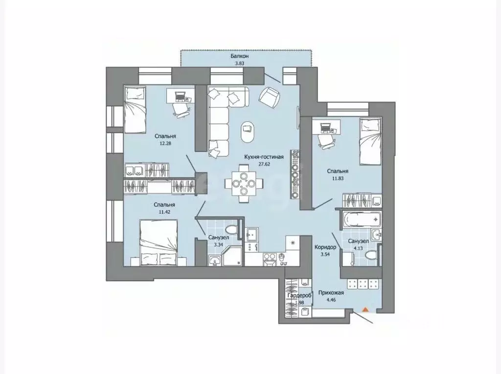 4-к кв. Пермский край, Пермь ул. Дзержинского, 29Б (81.75 м) - Фото 2