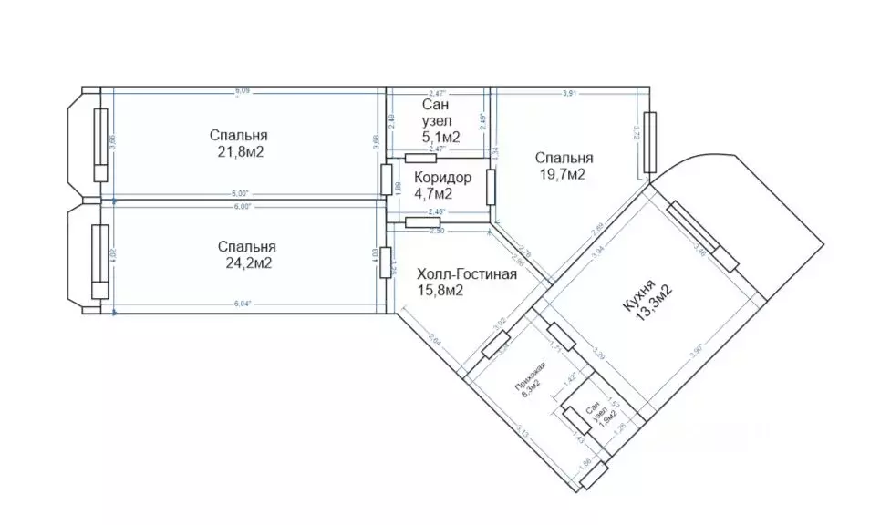 3-к кв. Башкортостан, Уфа Южный мкр, ул. Загира Исмагилова, 8 (115.8 ... - Фото 2