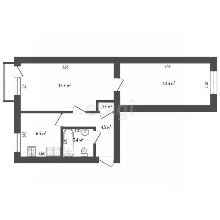 2-к кв. Севастополь ул. Гоголя, 20А (43.5 м) - Фото 2