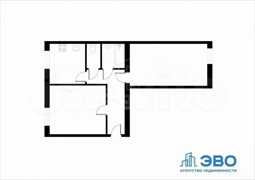 2-к. квартира, 52 м, 5/5 эт. - Фото 0