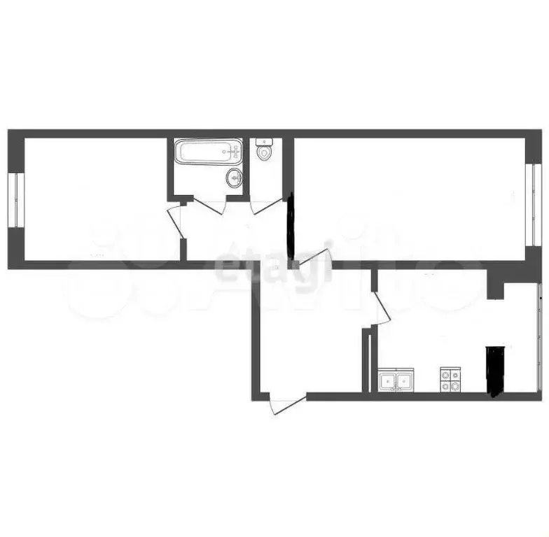2-к. квартира, 53,6 м, 3/5 эт. - Фото 0