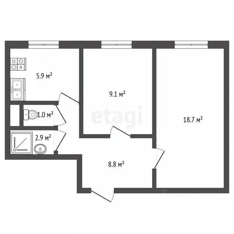 2-к кв. Москва ул. Цюрупы, 11К3 (45.0 м) - Фото 2