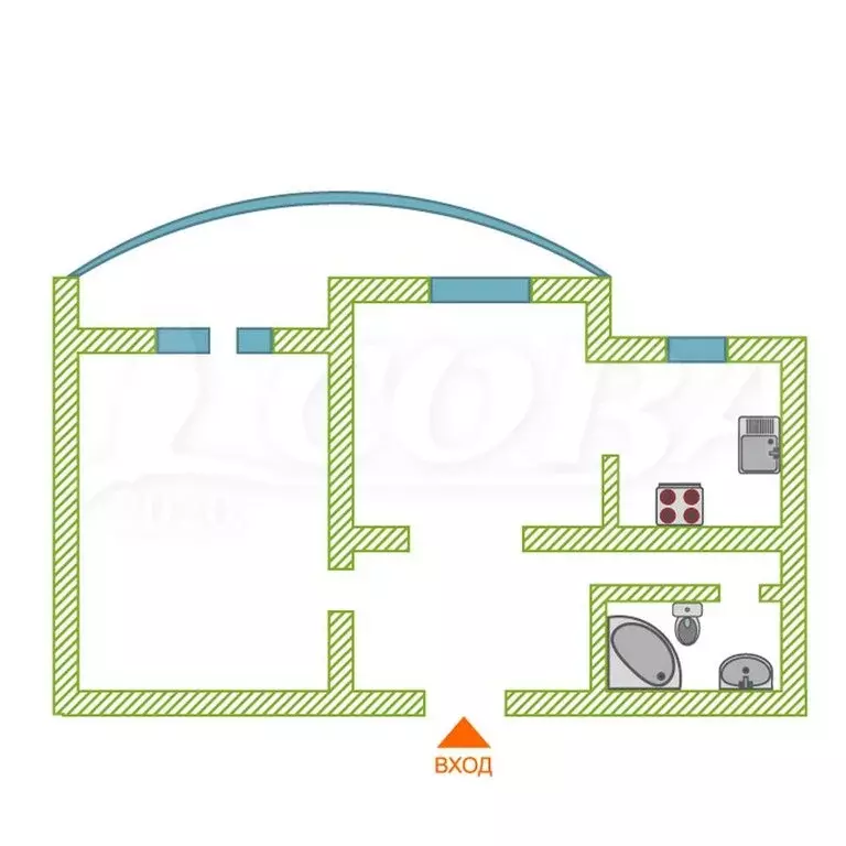 2-комнатная квартира: Тюмень, улица Орджоникидзе, 11 (67 м) - Фото 1