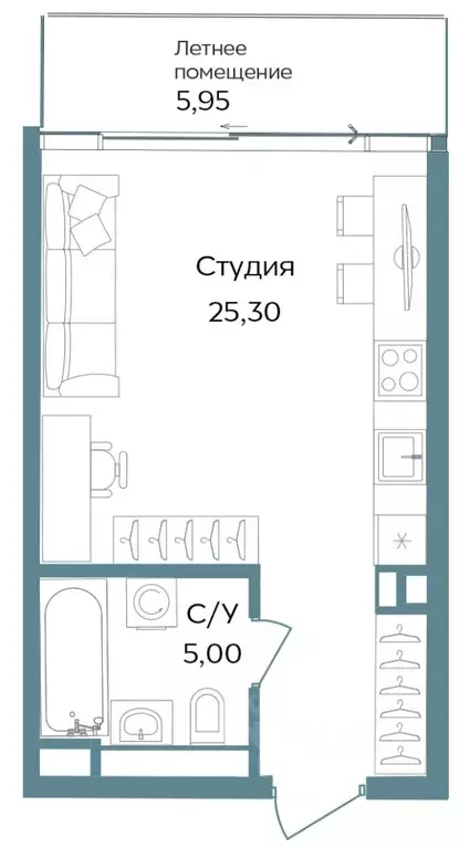 Студия Крым, Саки ул. Морская (36.25 м) - Фото 0