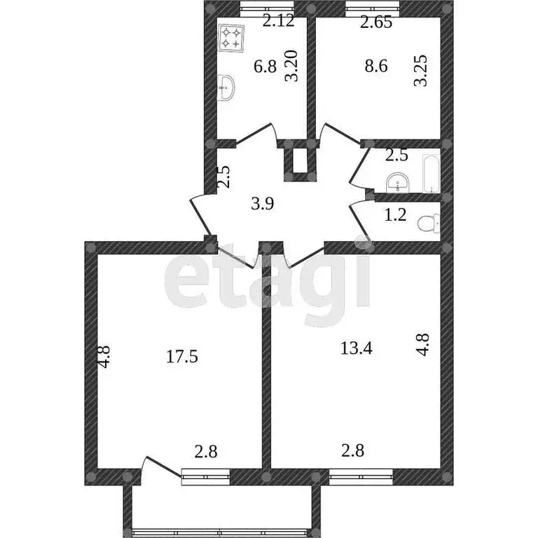 3-комнатная квартира: Ялуторовск, улица Новикова, 22 (64.9 м) - Фото 2