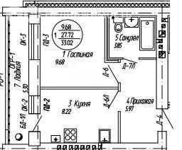 1-комнатная квартира: село Семёновка, Молодёжная улица, 24 (33.02 м) - Фото 1
