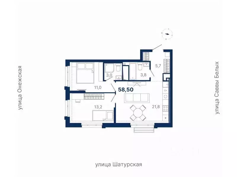 2-к кв. Свердловская область, Екатеринбург ул. Шатурская (58.5 м) - Фото 0