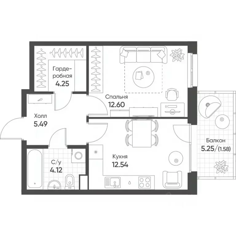 1-к кв. Татарстан, Казань Квартал Сюита жилой комплекс (40.6 м) - Фото 1