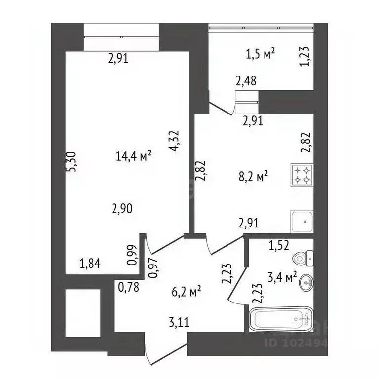 1-к кв. Башкортостан, Уфа ул. Природная, 20 (33.0 м) - Фото 2