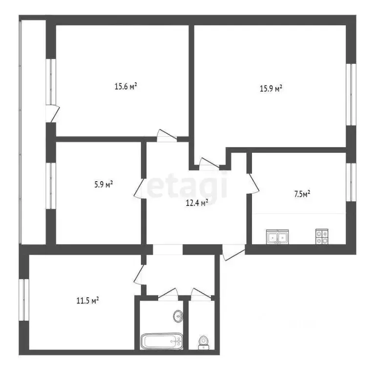 3-к кв. Марий Эл, Йошкар-Ола ул. Мира, 15 (76.6 м) - Фото 1