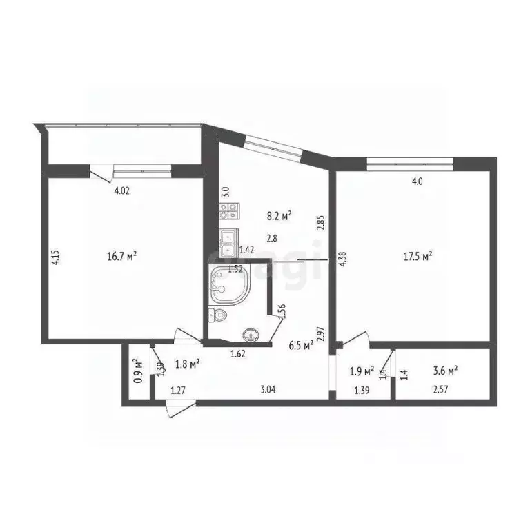 2-к кв. Калининградская область, Калининград Алданская ул., 15 (60.3 ... - Фото 2