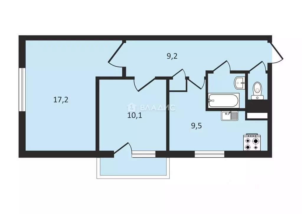 2-к кв. Санкт-Петербург Загребский бул., 35/28 (50.7 м) - Фото 2