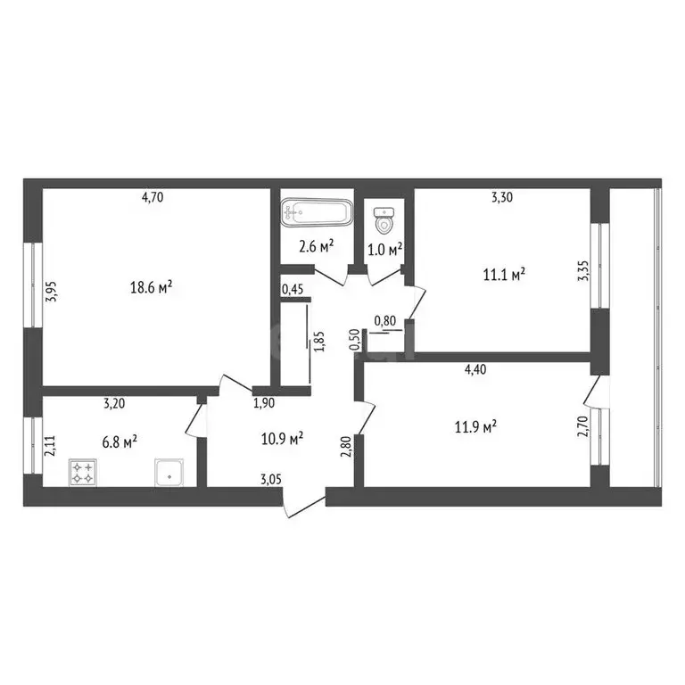 3-комнатная квартира: Райчихинск, Северная улица, 14 (64 м) - Фото 0