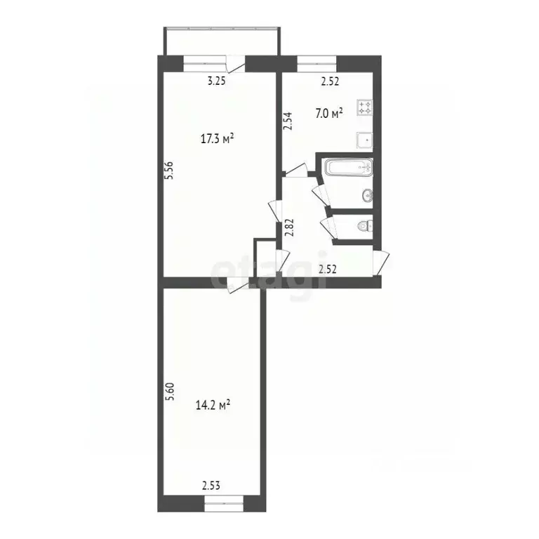 2-к кв. Тюменская область, Тюмень ул. Карла Маркса, 123 (46.4 м) - Фото 2