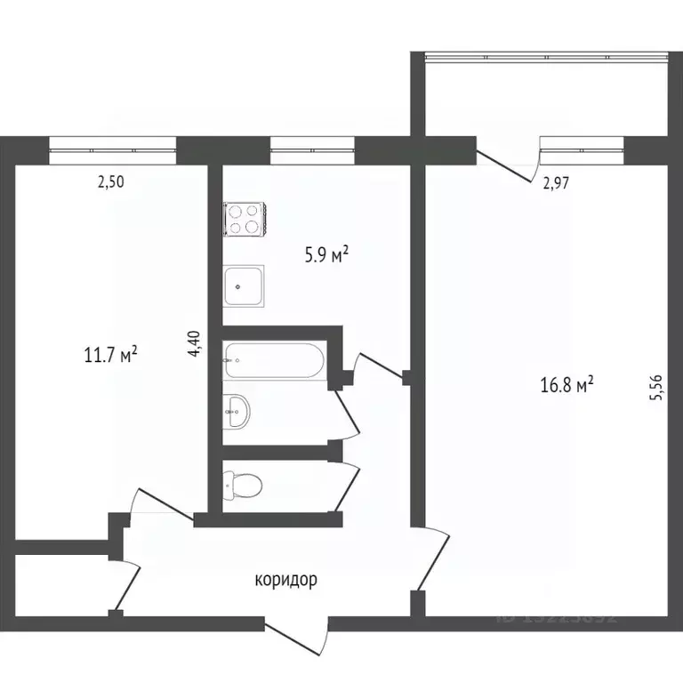 2-к кв. Вологодская область, Вологда Элеваторная ул., 47 (44.4 м) - Фото 2