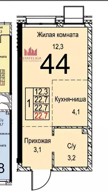 Квартира-студия: Москва, Газгольдерная улица, 10 (23 м) - Фото 0