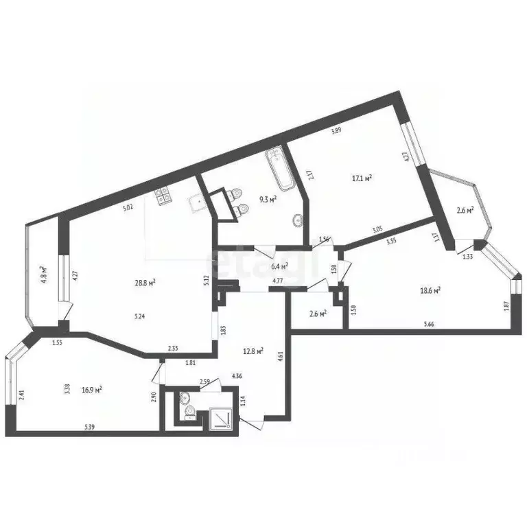 3-к кв. Тюменская область, Тюмень Заречный проезд, 33 (114.6 м) - Фото 1