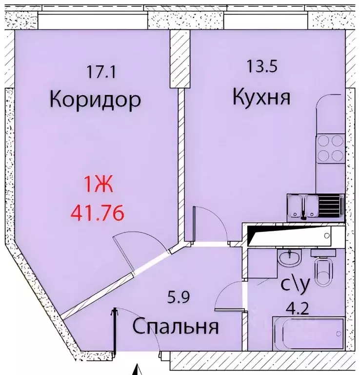 1-к кв. Московская область, Балашиха ул. Чистопольская, 24 (41.8 м) - Фото 2