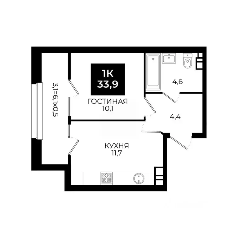 1-к кв. Ставропольский край, Ставрополь ул. Южный обход, 65к1 (33.9 м) - Фото 0