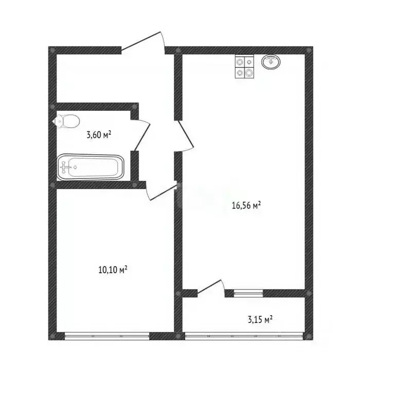 1-к кв. Воронежская область, Воронеж Ленинский просп., 215В (34.9 м) - Фото 2