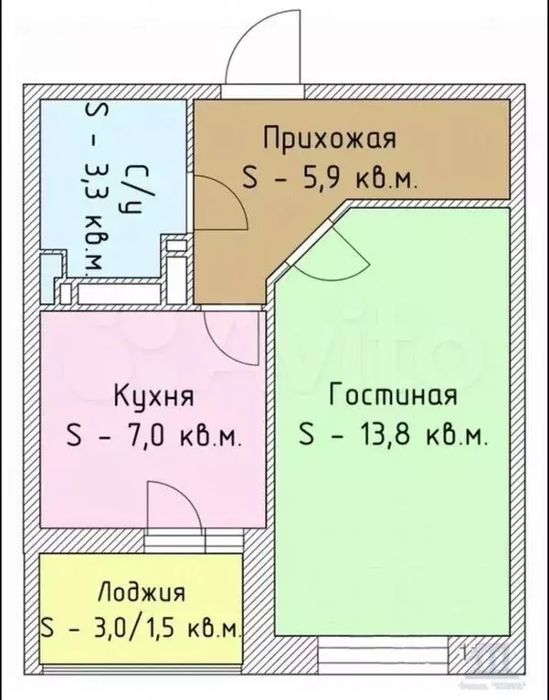 1-к. квартира, 32 м, 3/22 эт. - Фото 0